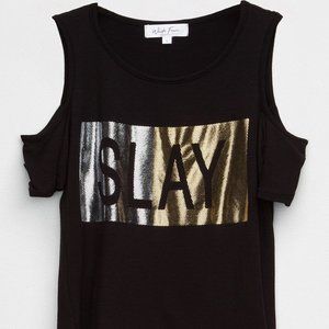 ⭐️2/25⭐️Fawn SLAY Cold Shoulder Graphic Tee, Small